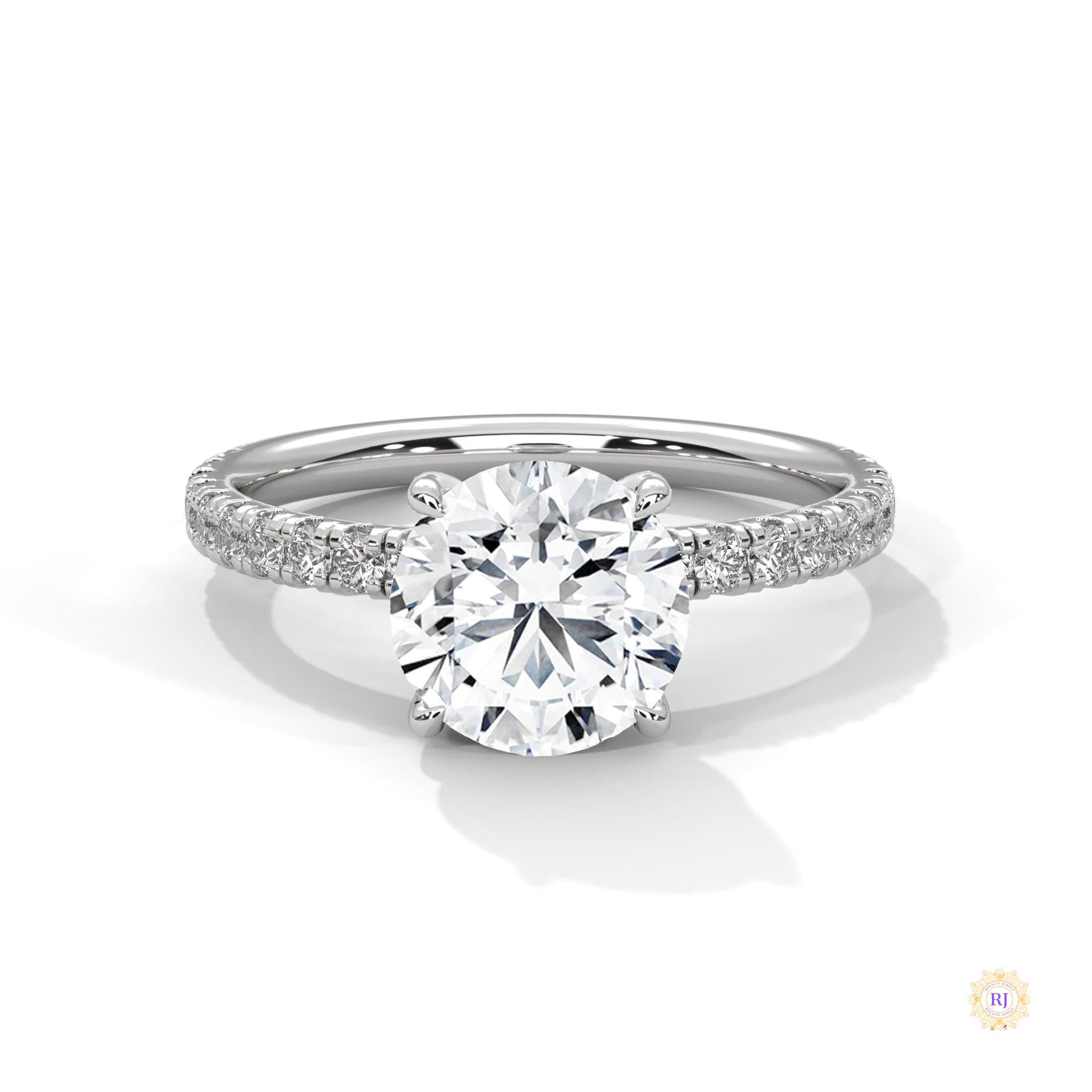 2.50 Ct. Round Lab Diamond Pavé Engagement Ring
