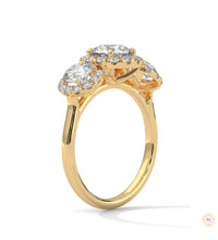 2.55 Ct. Three-Stone Halo Lab Diamond Ring