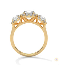 2.55 Ct. Three-Stone Halo Lab Diamond Ring
