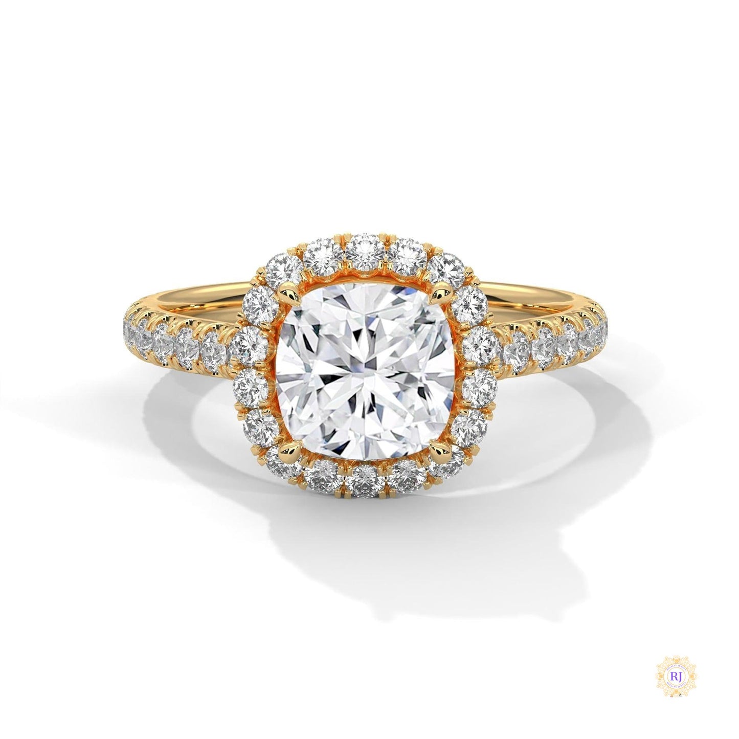 2.60 Ct. Cushion Halo Lab Diamond Engagement Ring