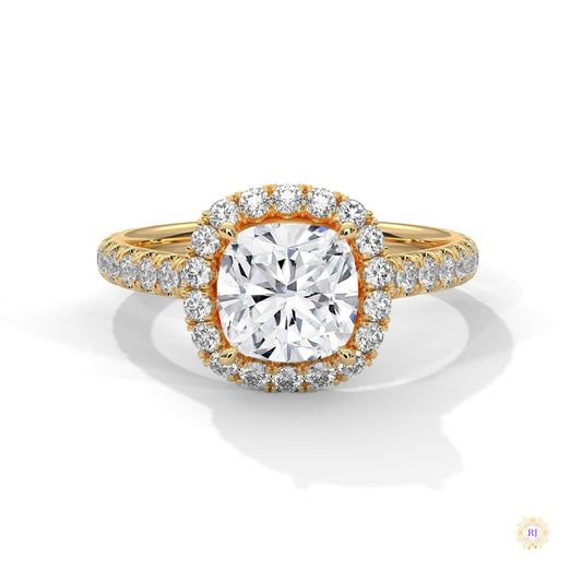 2.60 Ct. Cushion Halo Lab Diamond Engagement Ring