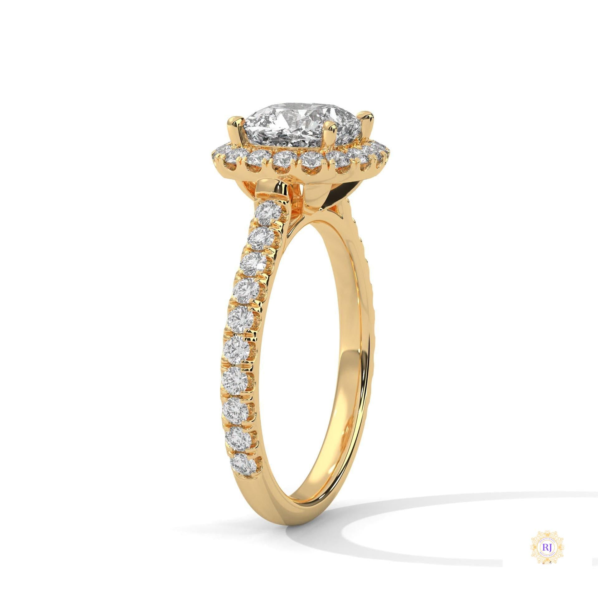 2.60 Ct. Cushion Halo Lab Diamond Engagement Ring