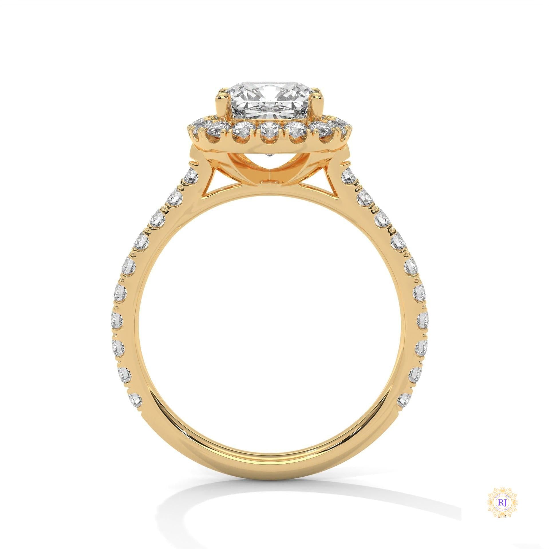 2.60 Ct. Cushion Halo Lab Diamond Engagement Ring