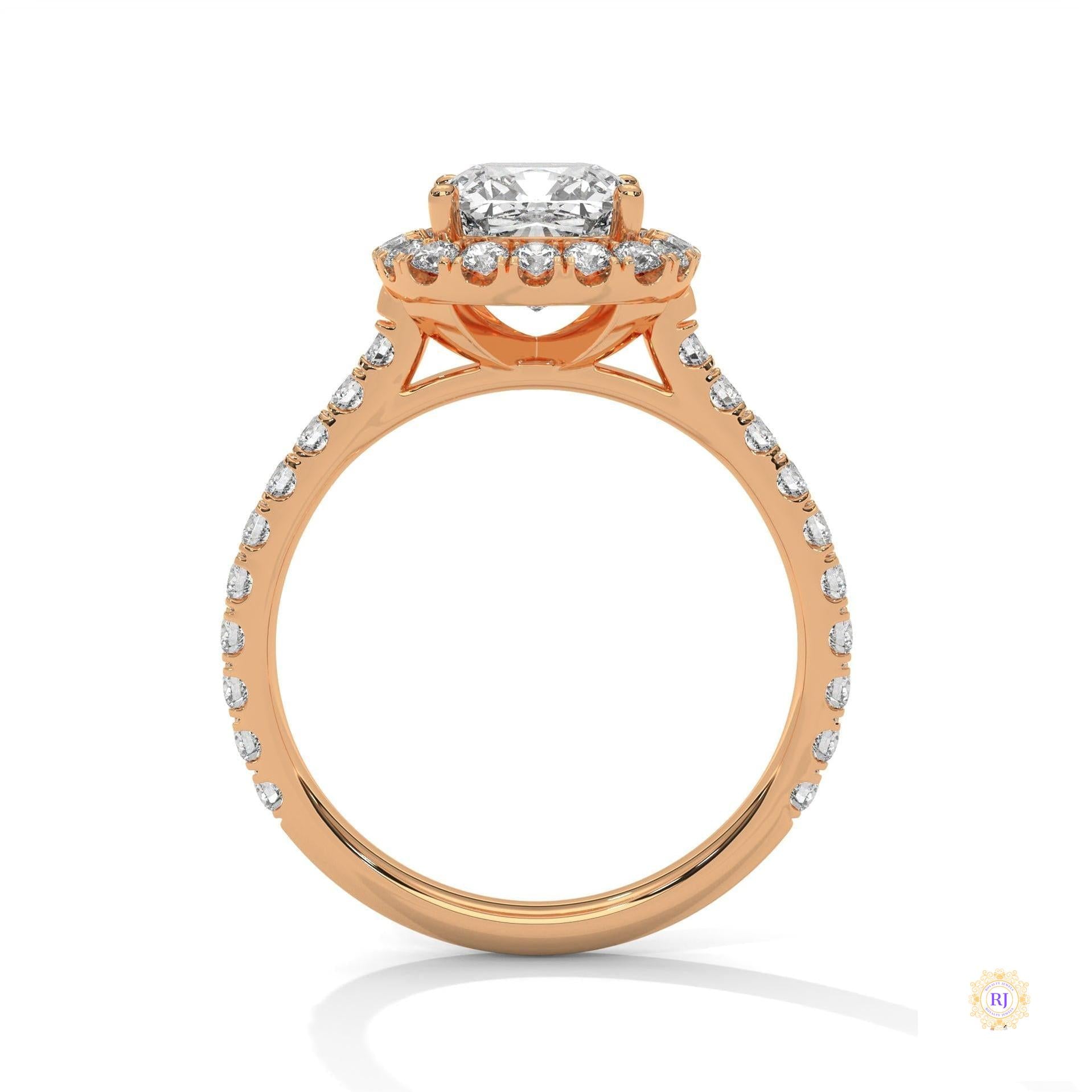 2.60 Ct. Cushion Halo Lab Diamond Engagement Ring