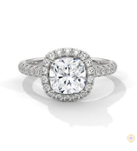 2.60 Ct. Cushion Halo Lab Diamond Engagement Ring