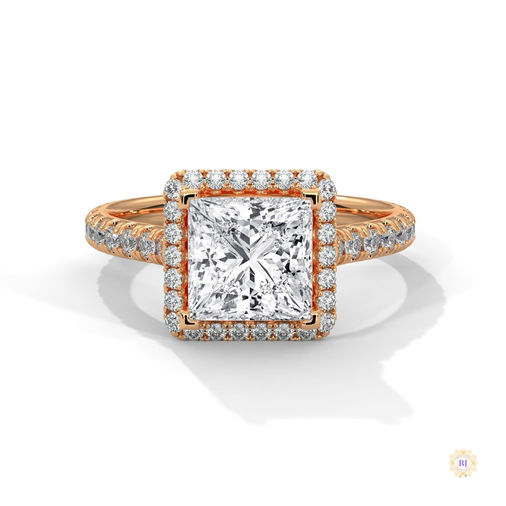 2.60 Ct. Princess Cut Halo Engagement Ring