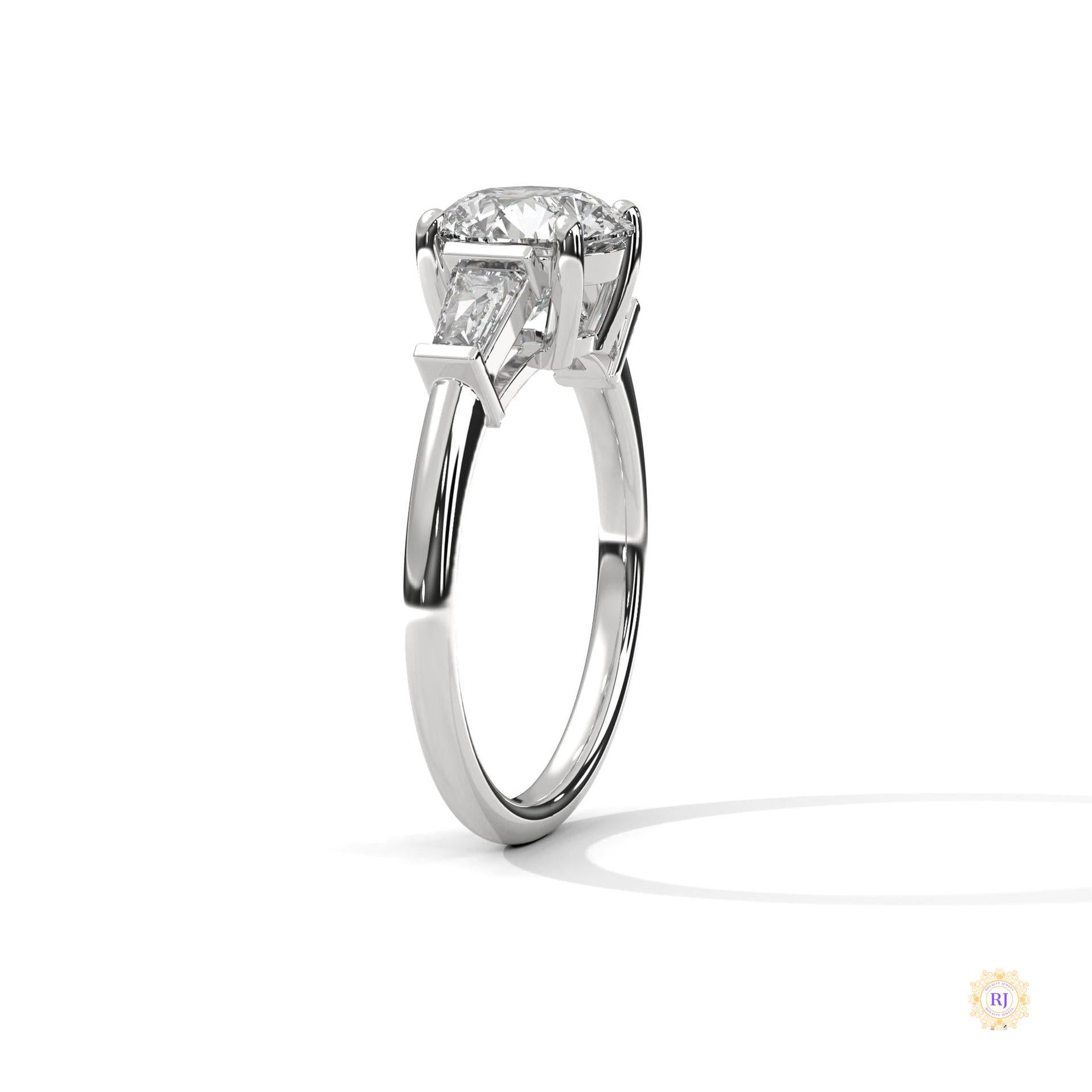 2.60 Ct. Round Lab Diamond Ring with Baguette Accents