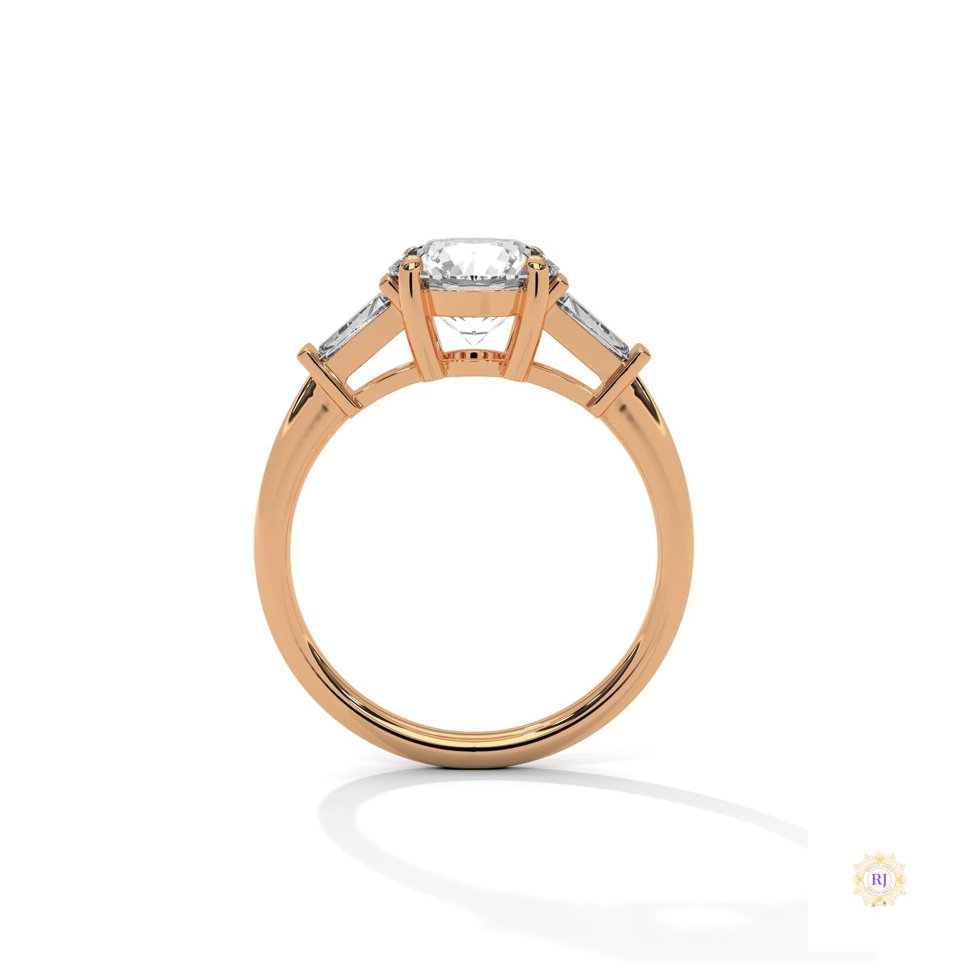 2.60 Ct. Round Lab Diamond Ring with Baguette Accents
