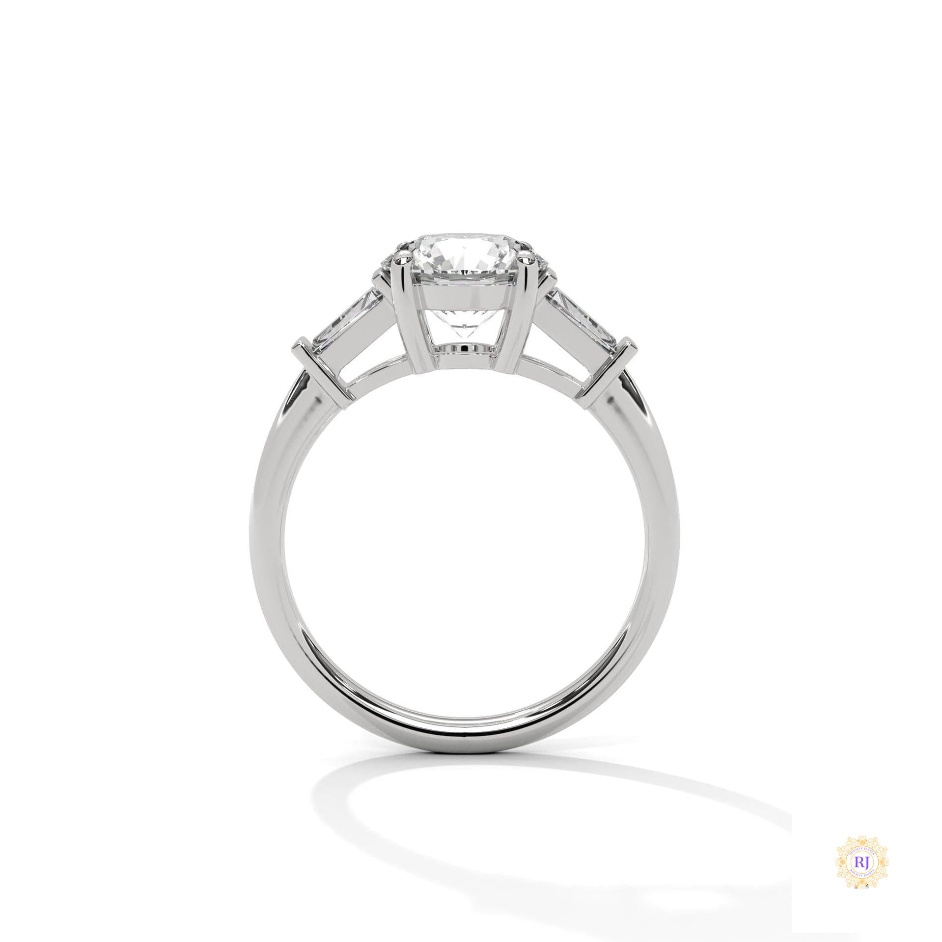 2.60 Ct. Round Lab Diamond Ring with Baguette Accents