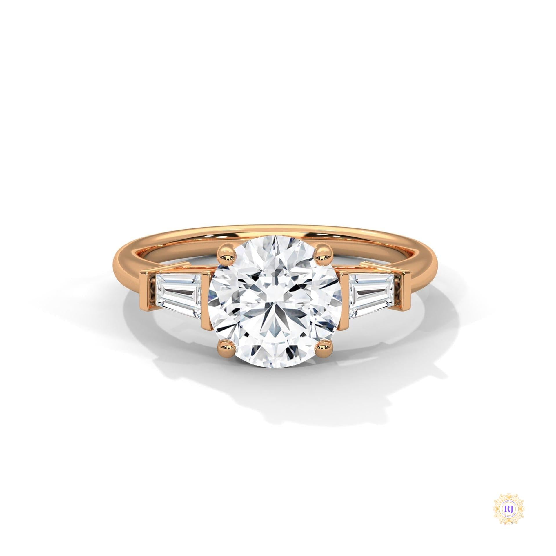 2.60 Ct. Round Lab Diamond Ring with Baguette Accents