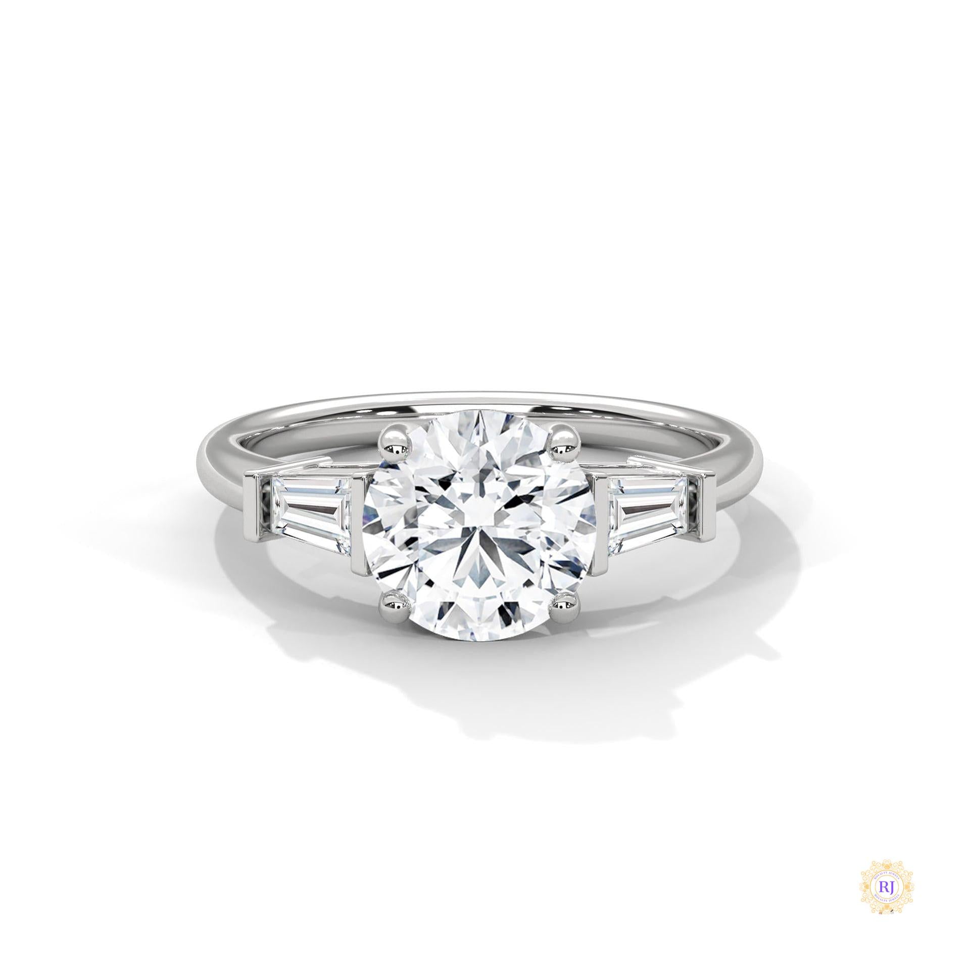 2.60 Ct. Round Lab Diamond Ring with Baguette Accents