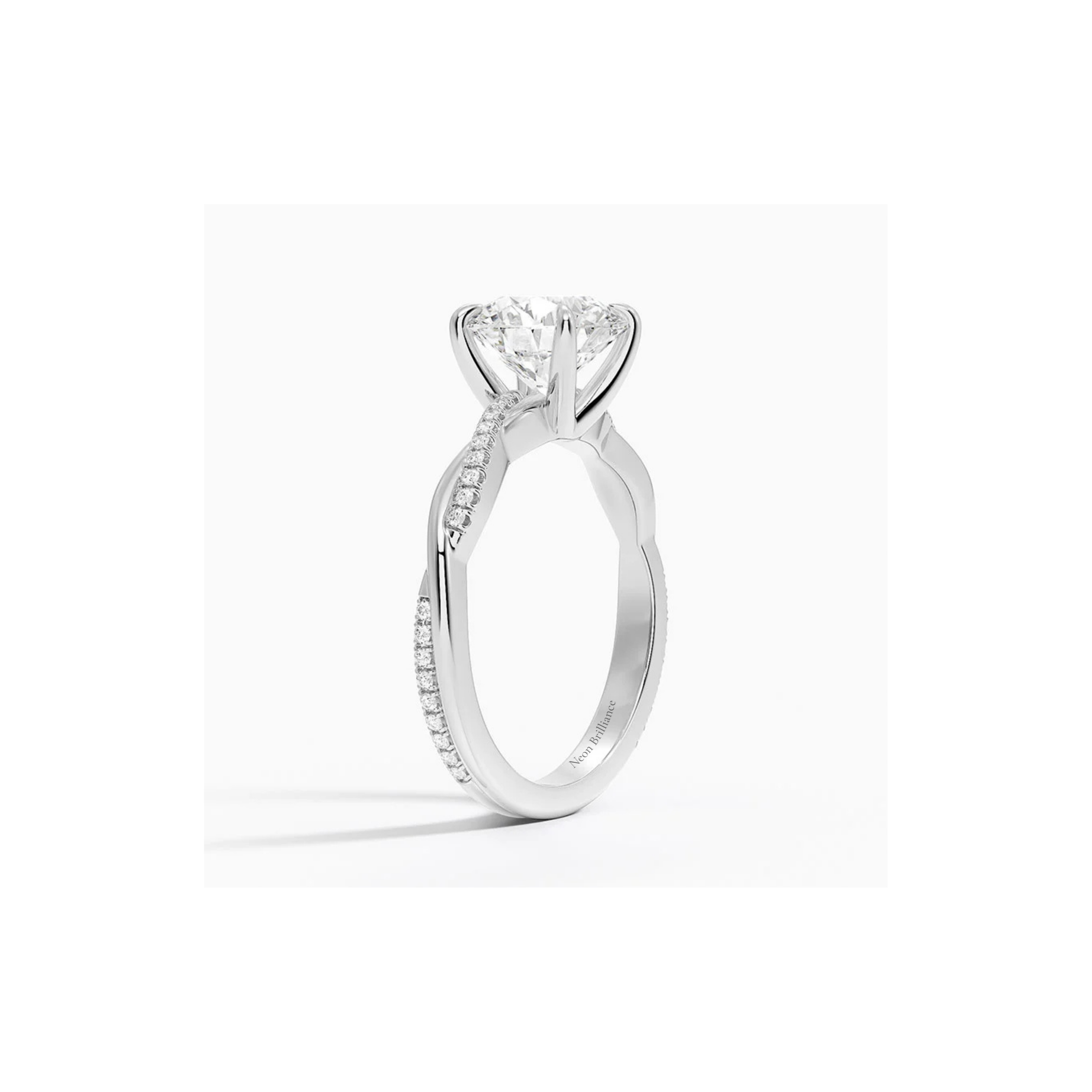 14K White Gold Infinity Twist Lab Diamond Engagement Ring