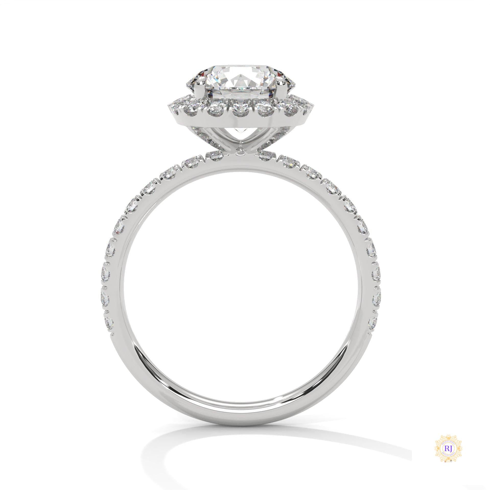 2.65 Ct. Cushion Halo Lab Diamond Ring – Pavé Band