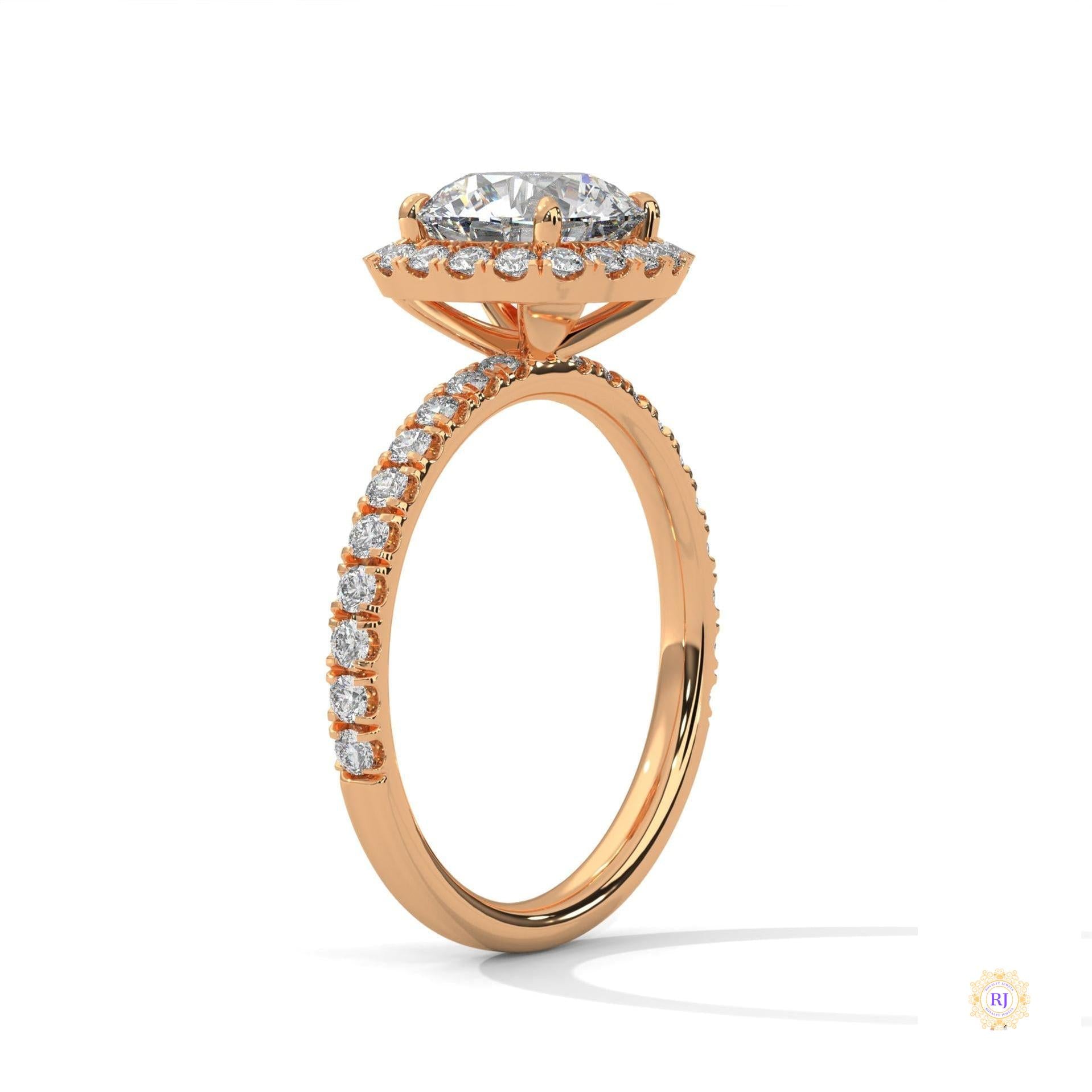 2.65 Ct. Cushion Halo Lab Diamond Ring – Pavé Band