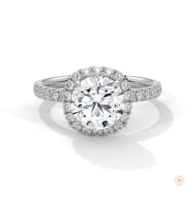 2.65 Ct. Cushion Halo Lab Diamond Ring – Pavé Band