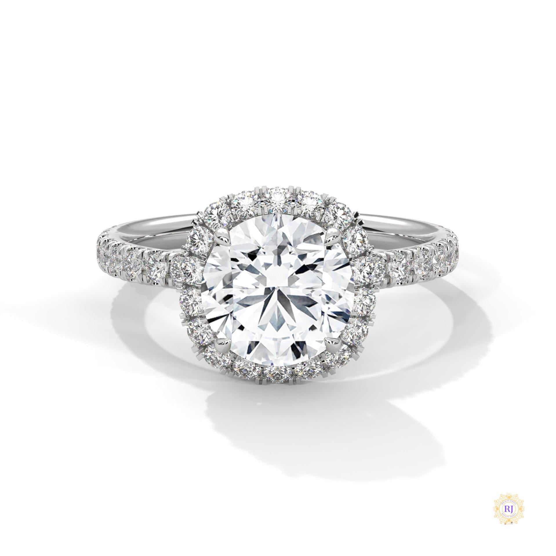 2.65 Ct. Cushion Halo Lab Diamond Ring – Pavé Band
