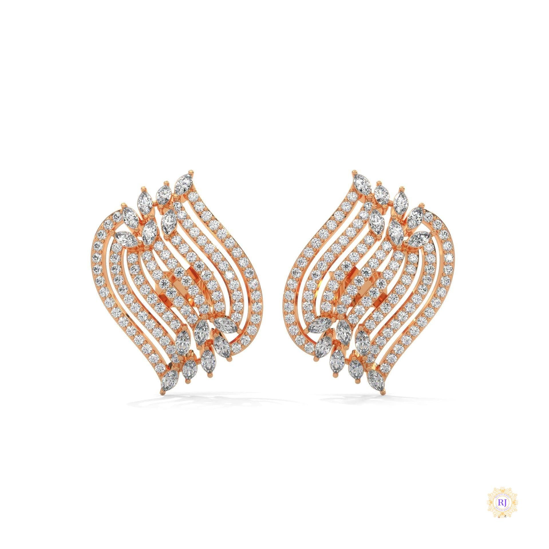 2.70 CT. Diamond Wave Statement Earrings