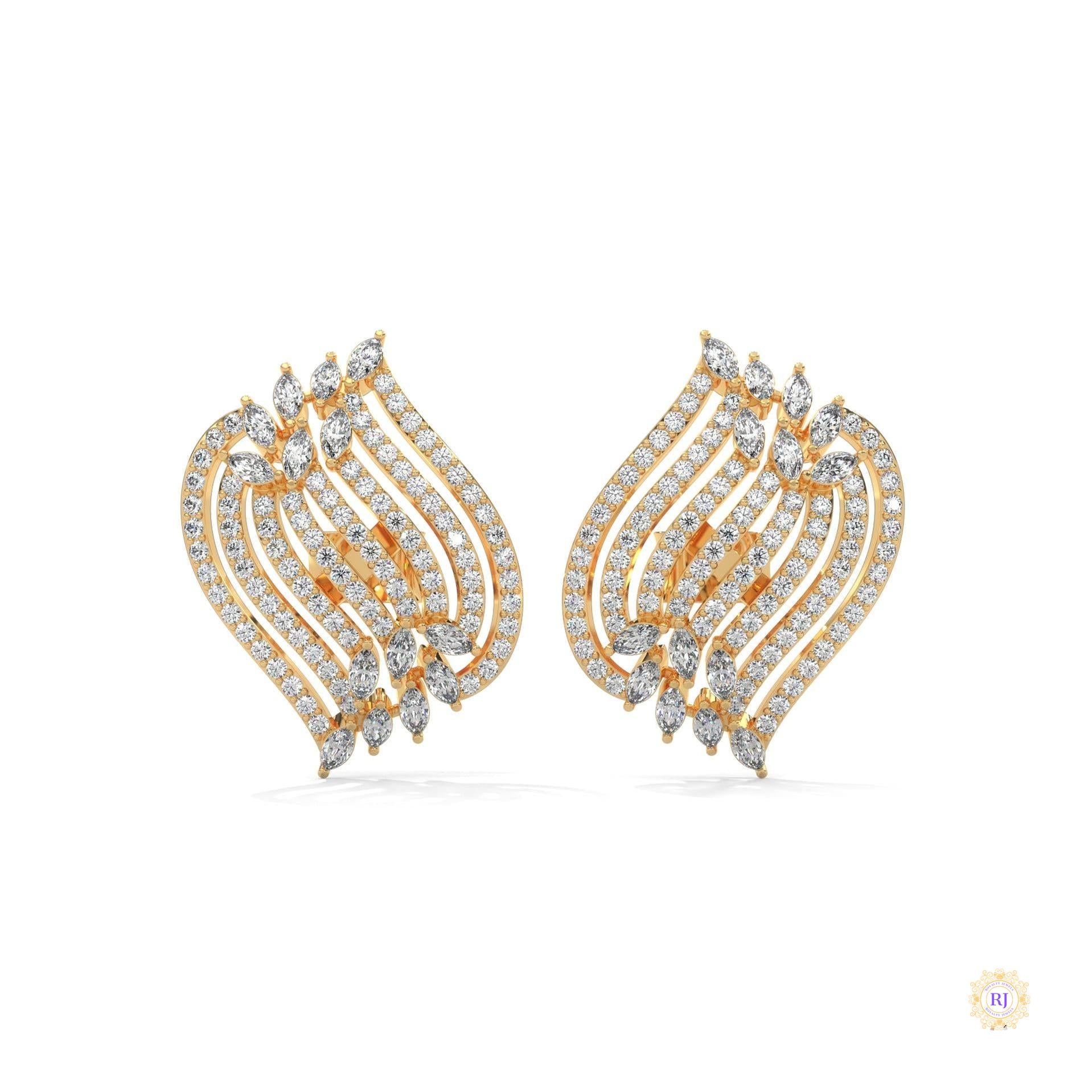 2.70 CT. Diamond Wave Statement Earrings