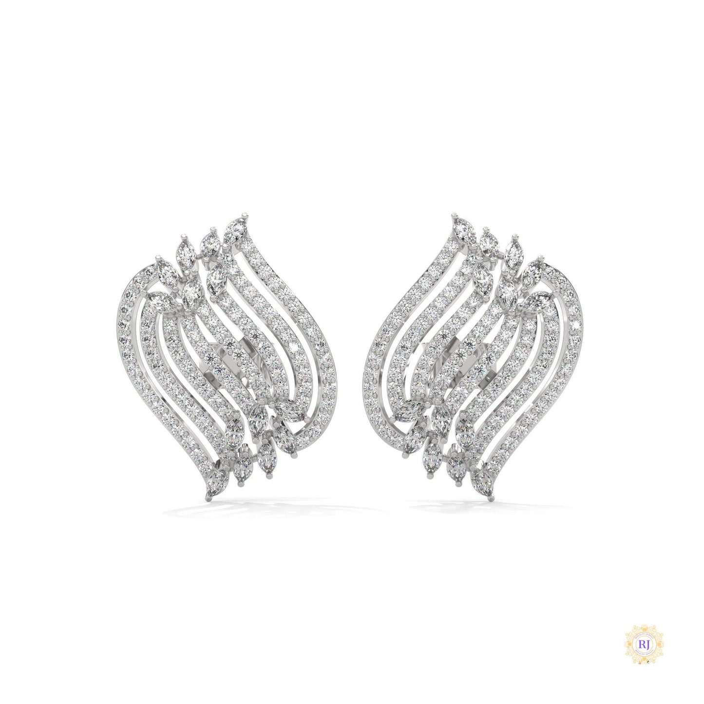 2.70 CT. Diamond Wave Statement Earrings