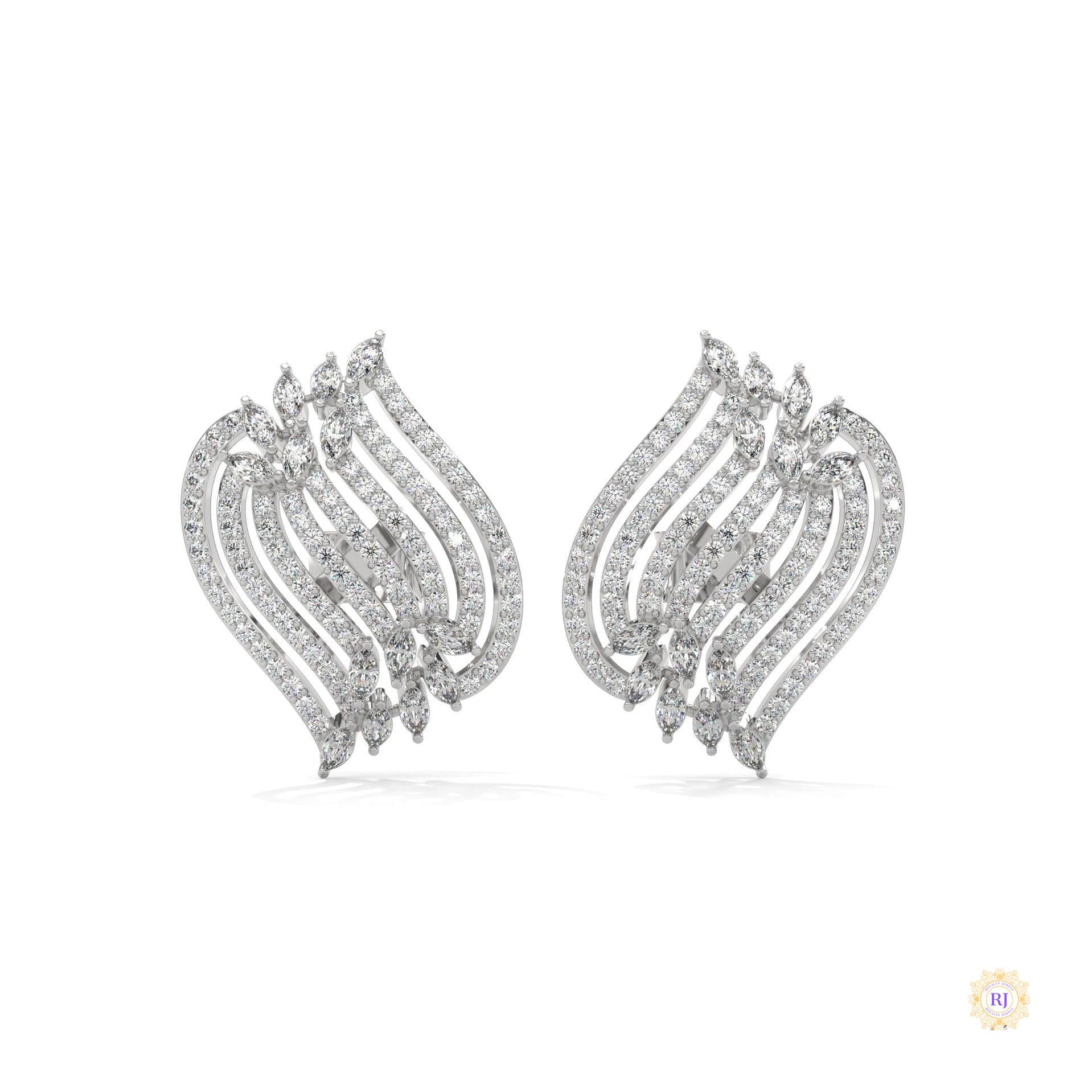 2.70 CT. Diamond Wave Statement Earrings