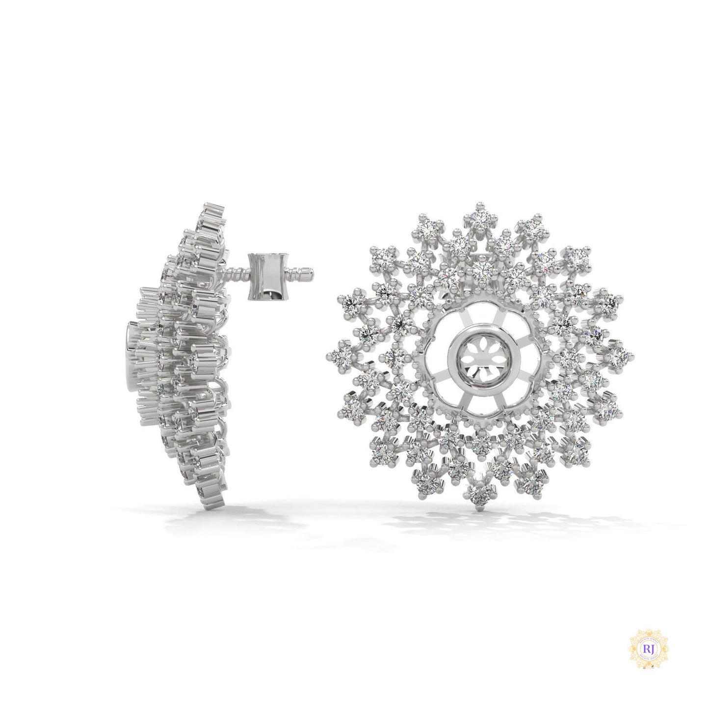 2.70 CT. Snowflake Diamond Cluster Earrings