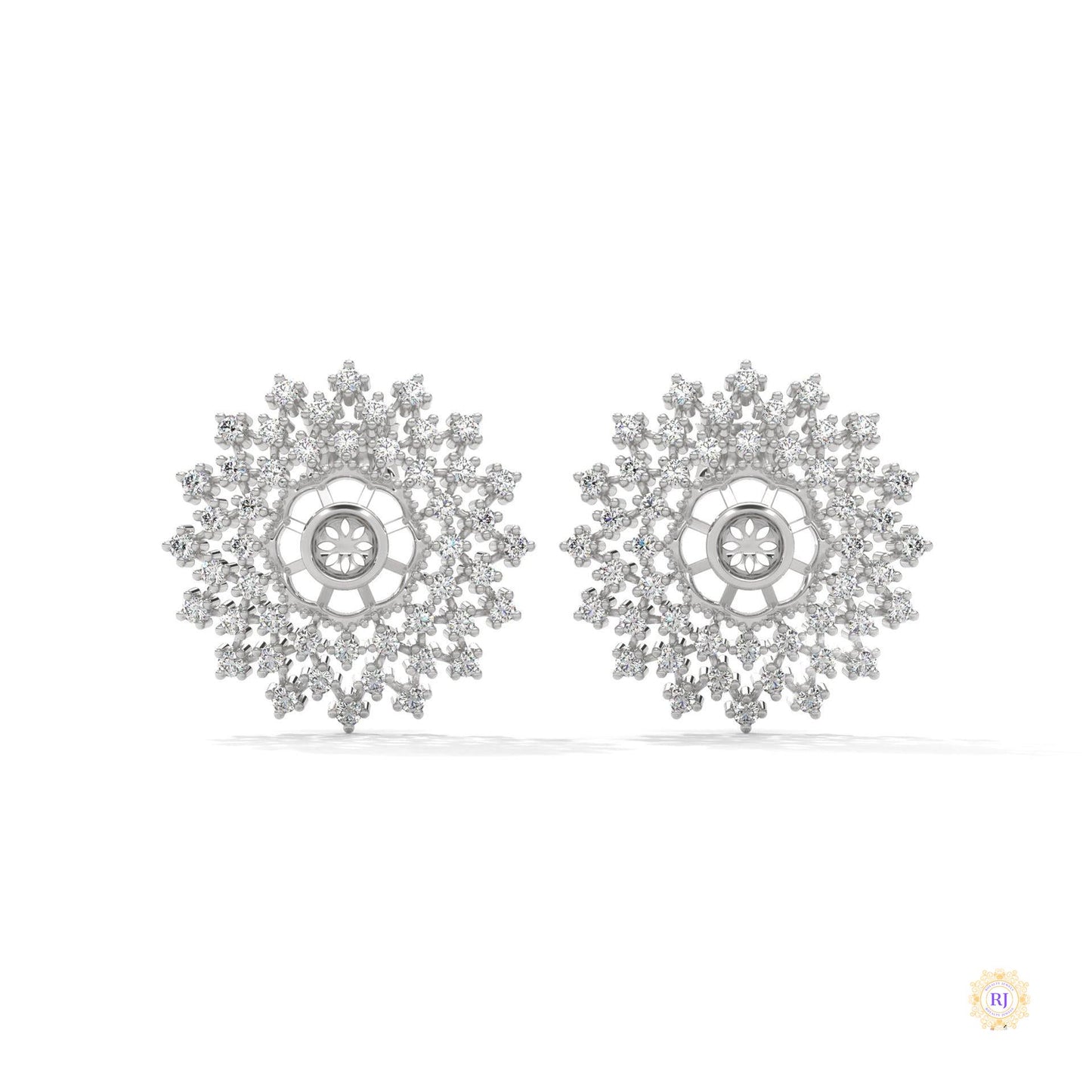 2.70 CT. Snowflake Diamond Cluster Earrings