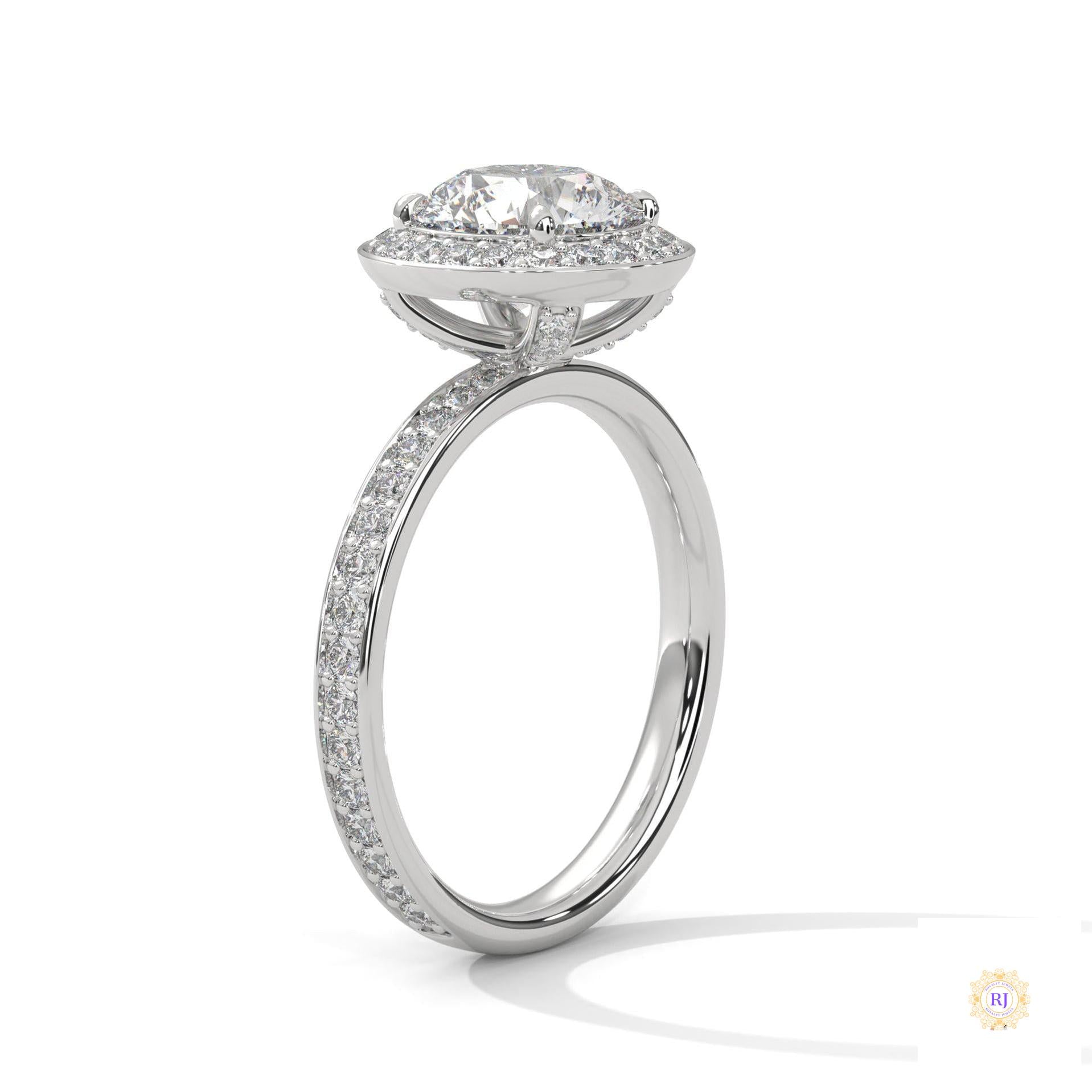 2.70 Ct. Lab Diamond Halo Ring – Round with Pavé Band