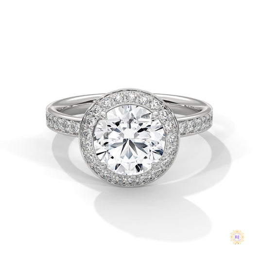 2.70 Ct. Lab Diamond Halo Ring – Round with Pavé Band