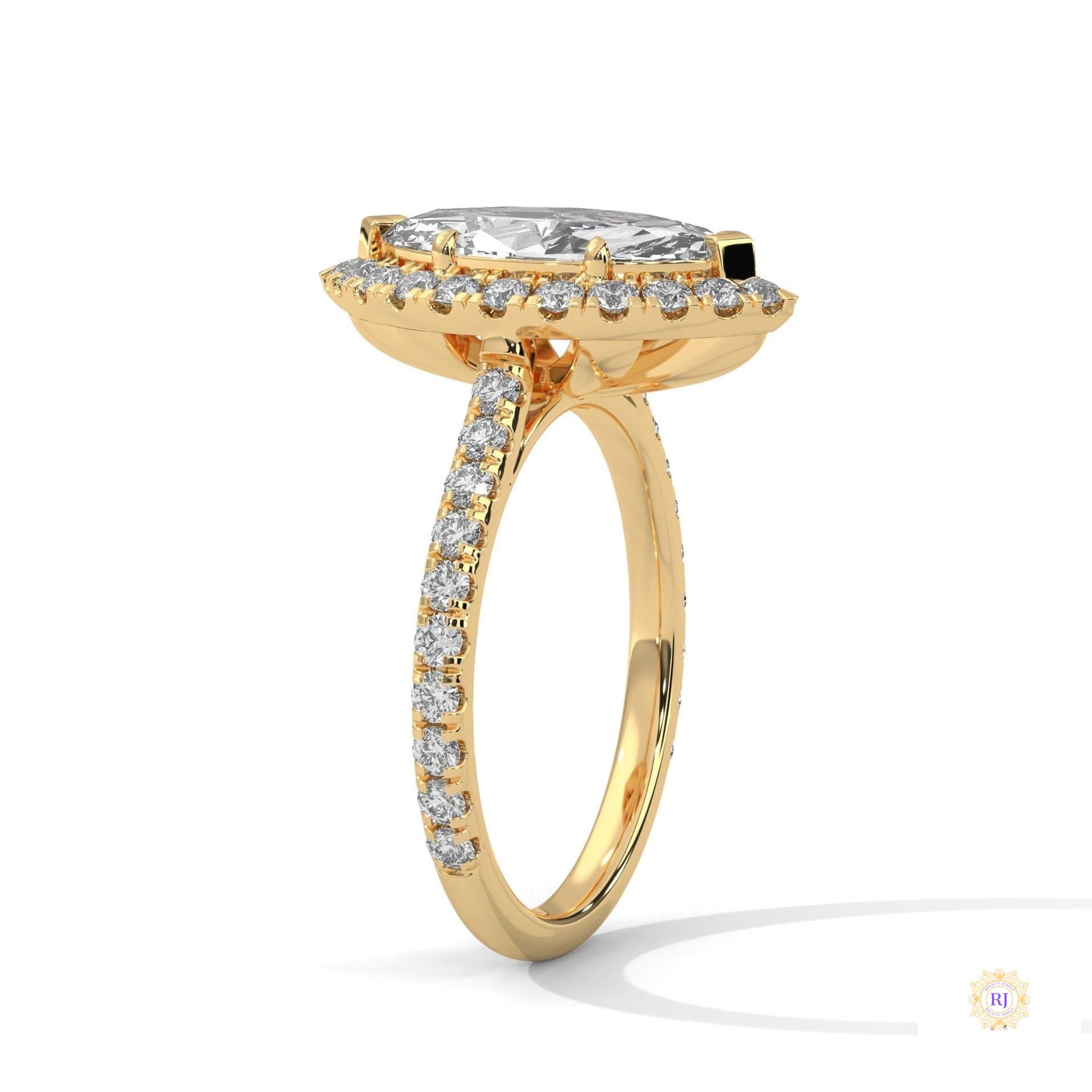 2.75 Ct. Marquise Lab Diamond Halo Ring