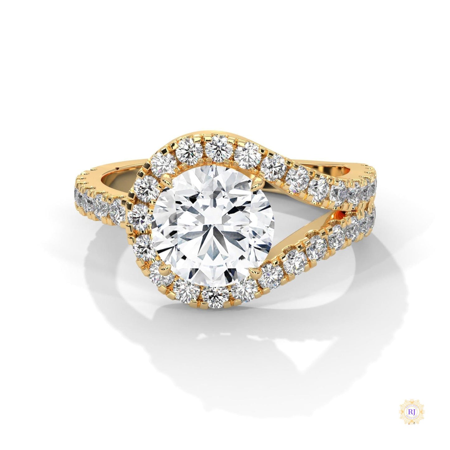 2.80 Ct. Split Shank Halo Lab Diamond Ring