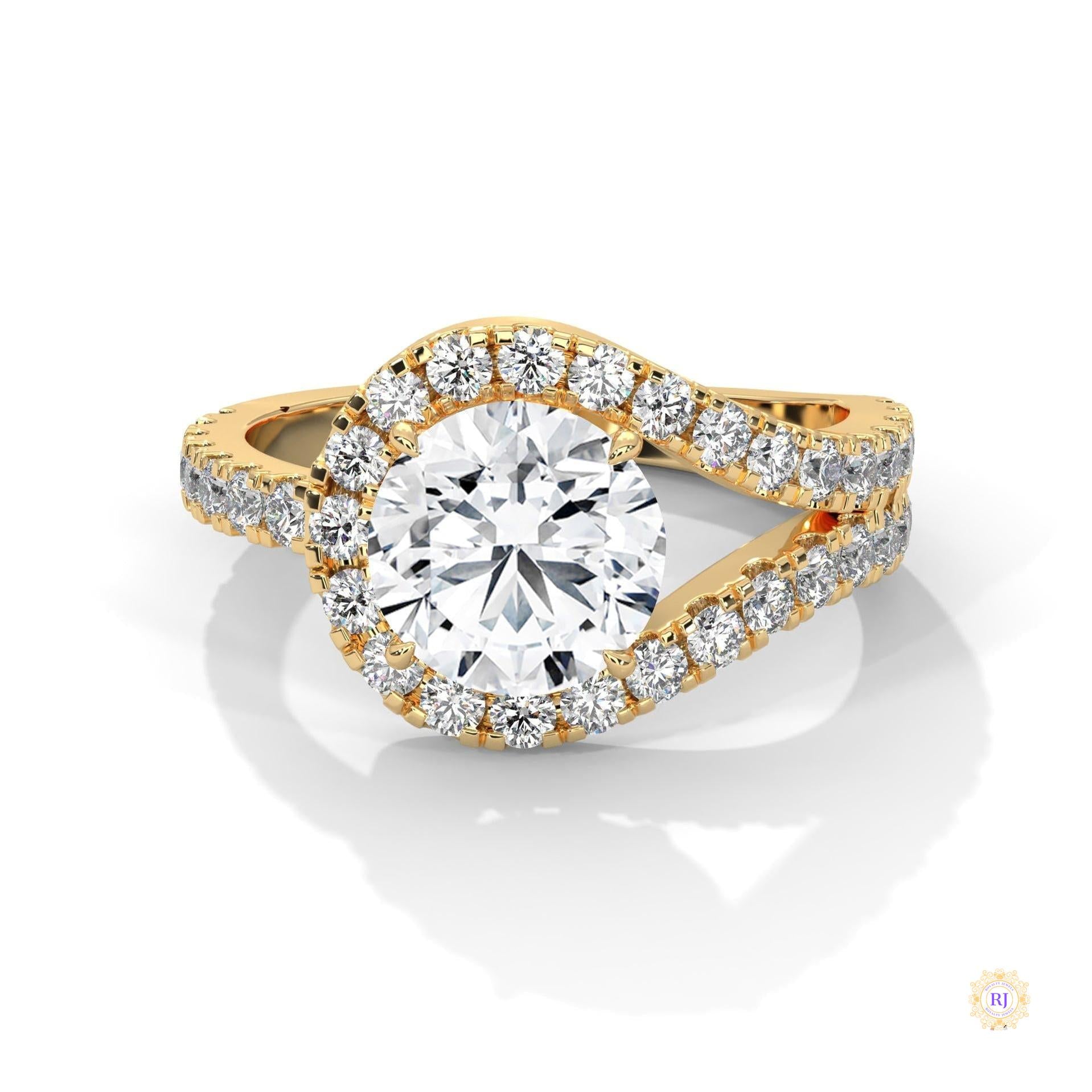 2.80 Ct. Split Shank Halo Lab Diamond Ring