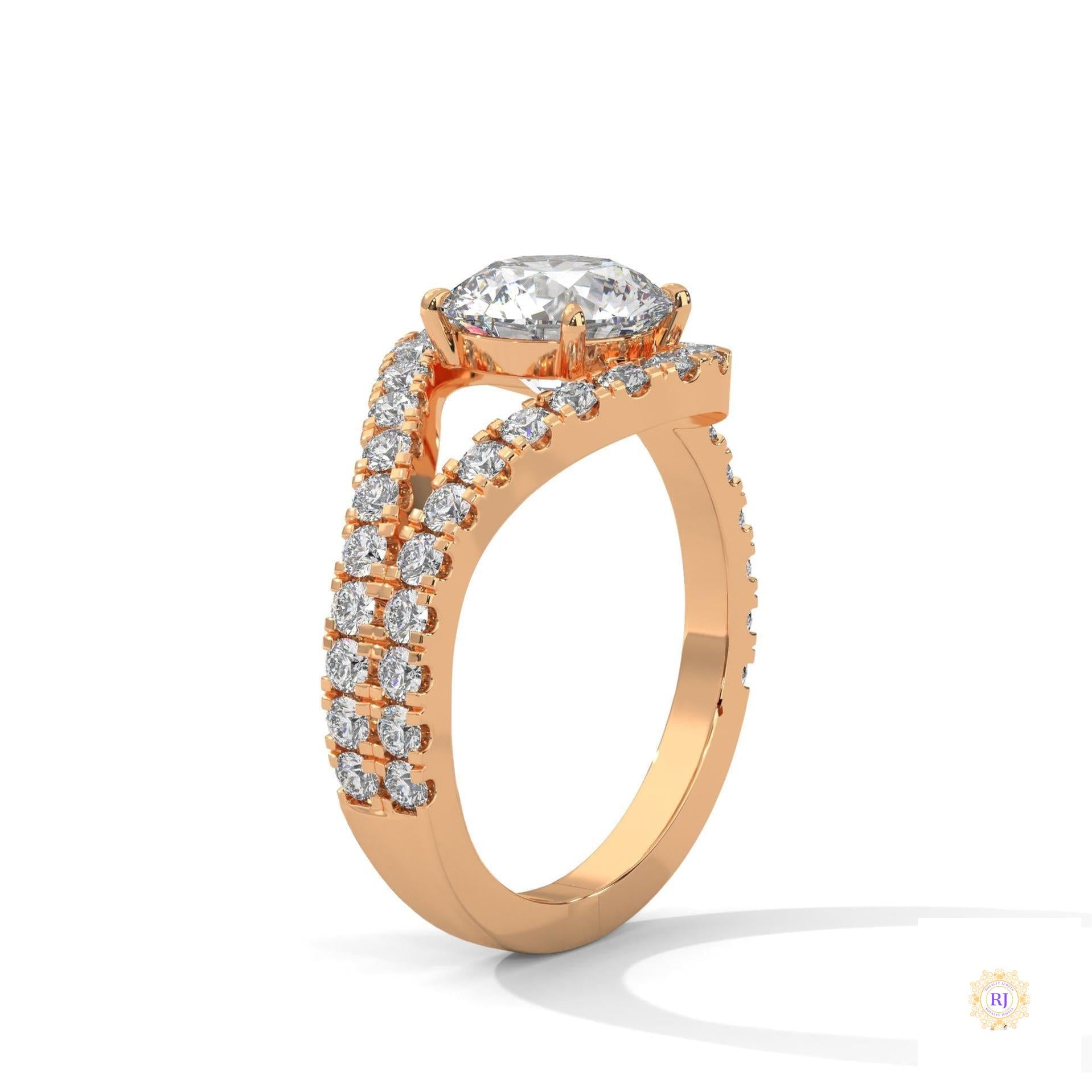 2.80 Ct. Split Shank Halo Lab Diamond Ring