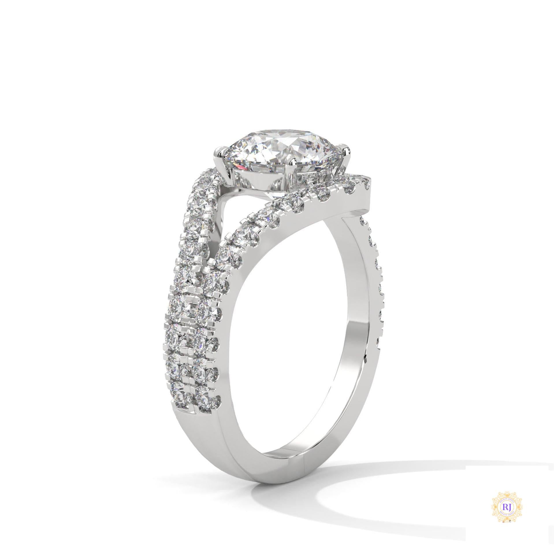 2.80 Ct. Split Shank Halo Lab Diamond Ring