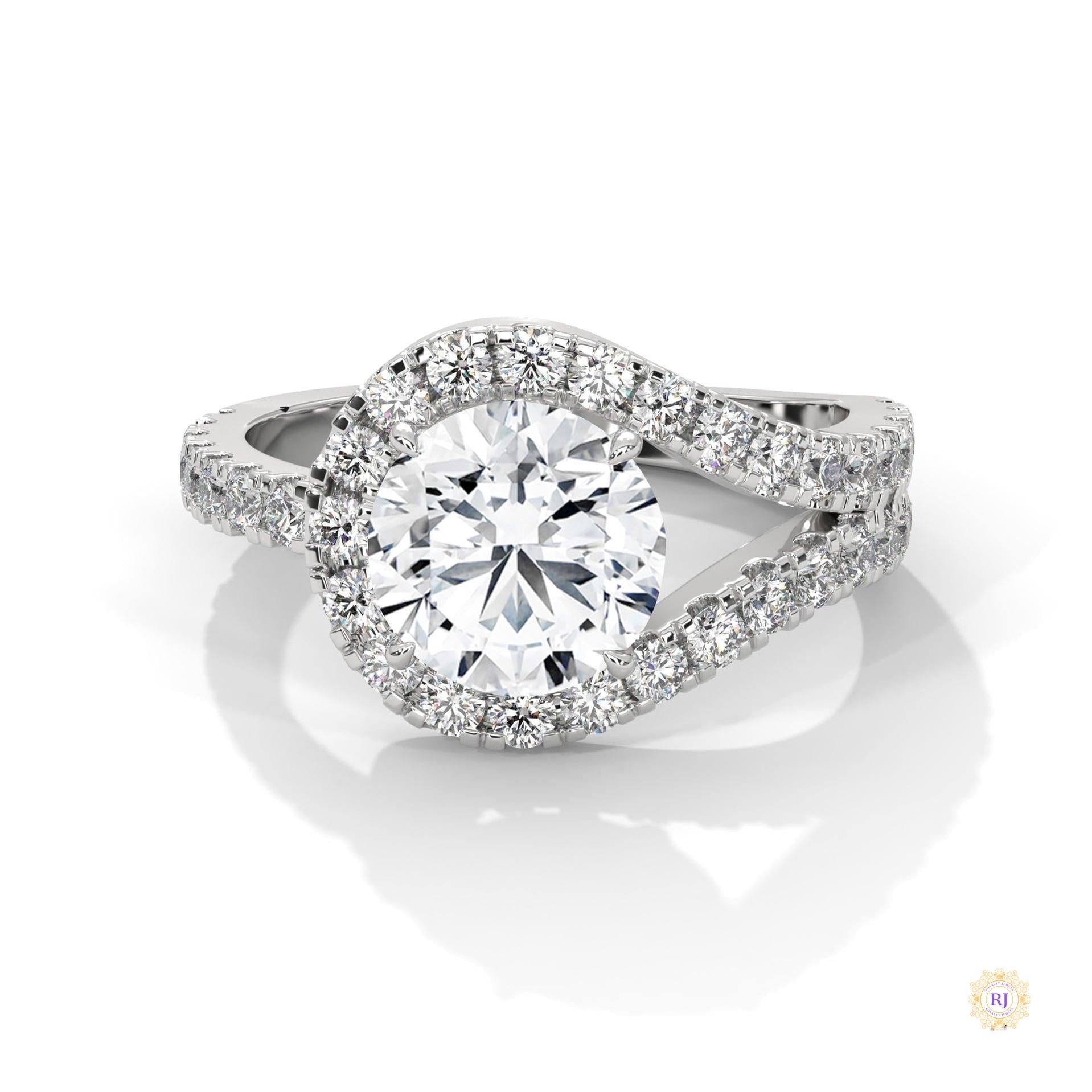 2.80 Ct. Split Shank Halo Lab Diamond Ring