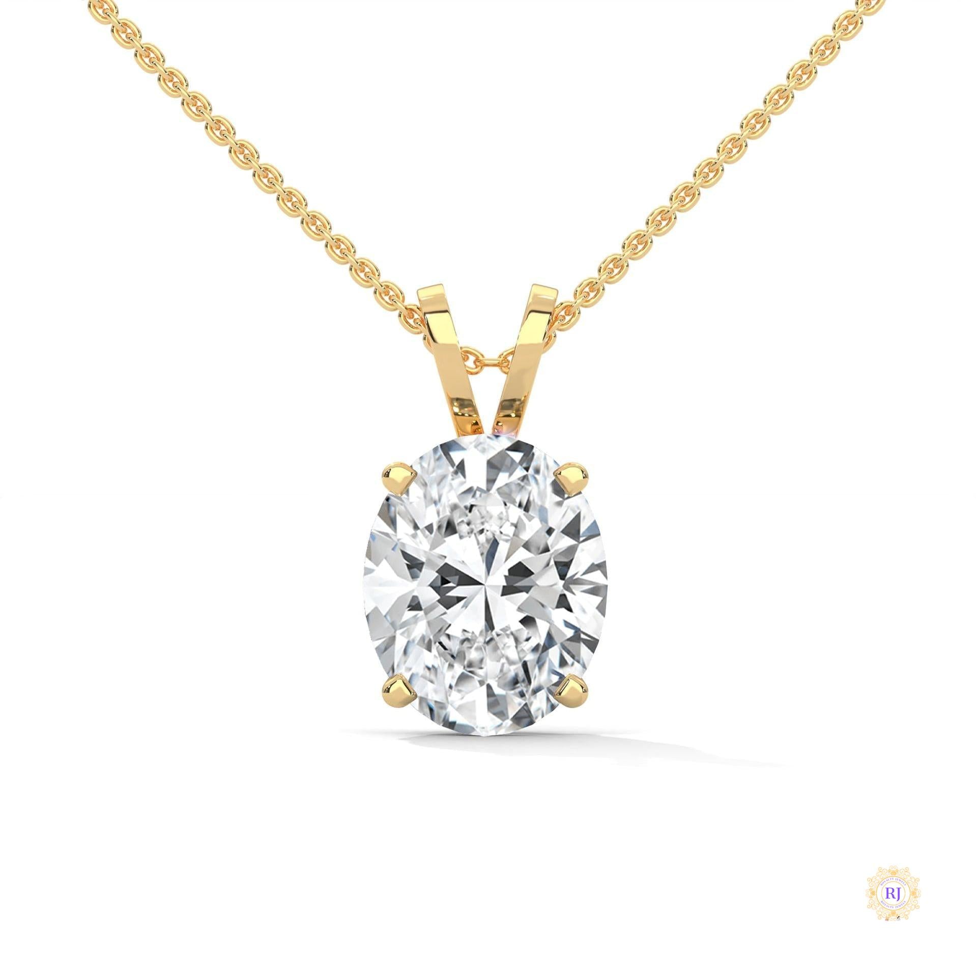 2.90 CT. Oval Lab Diamond Pendant Solitaire