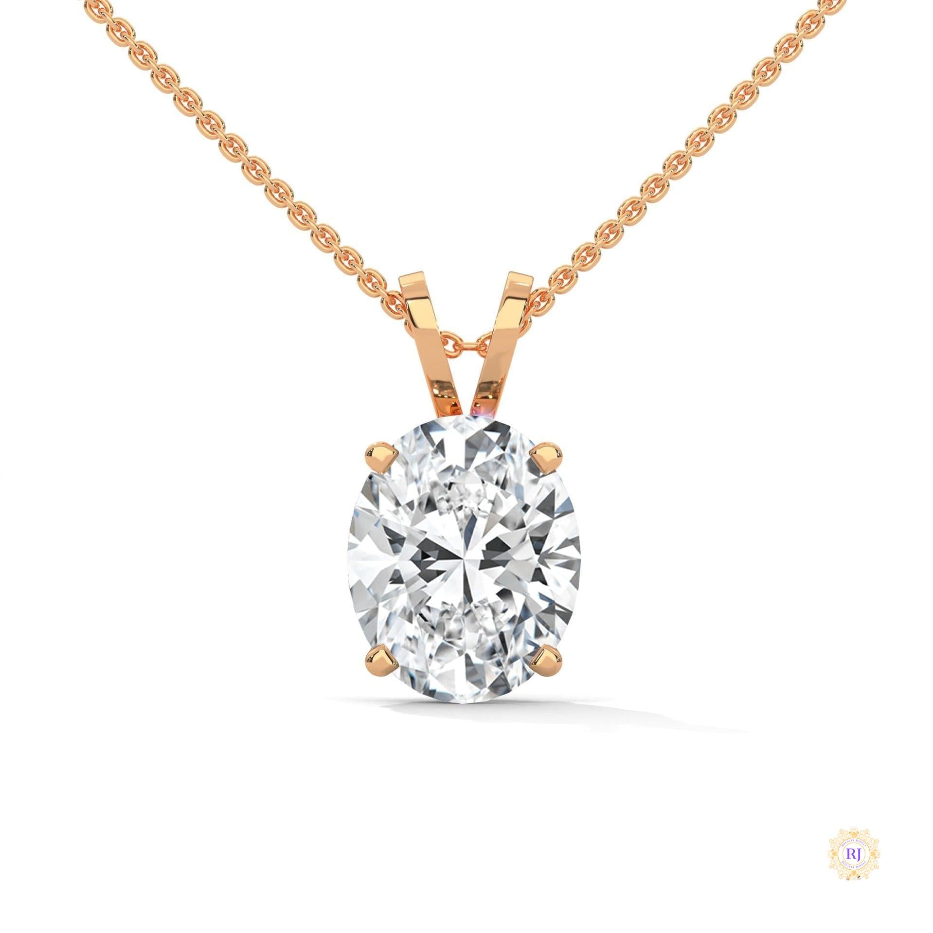 2.90 CT. Oval Lab Diamond Pendant Solitaire