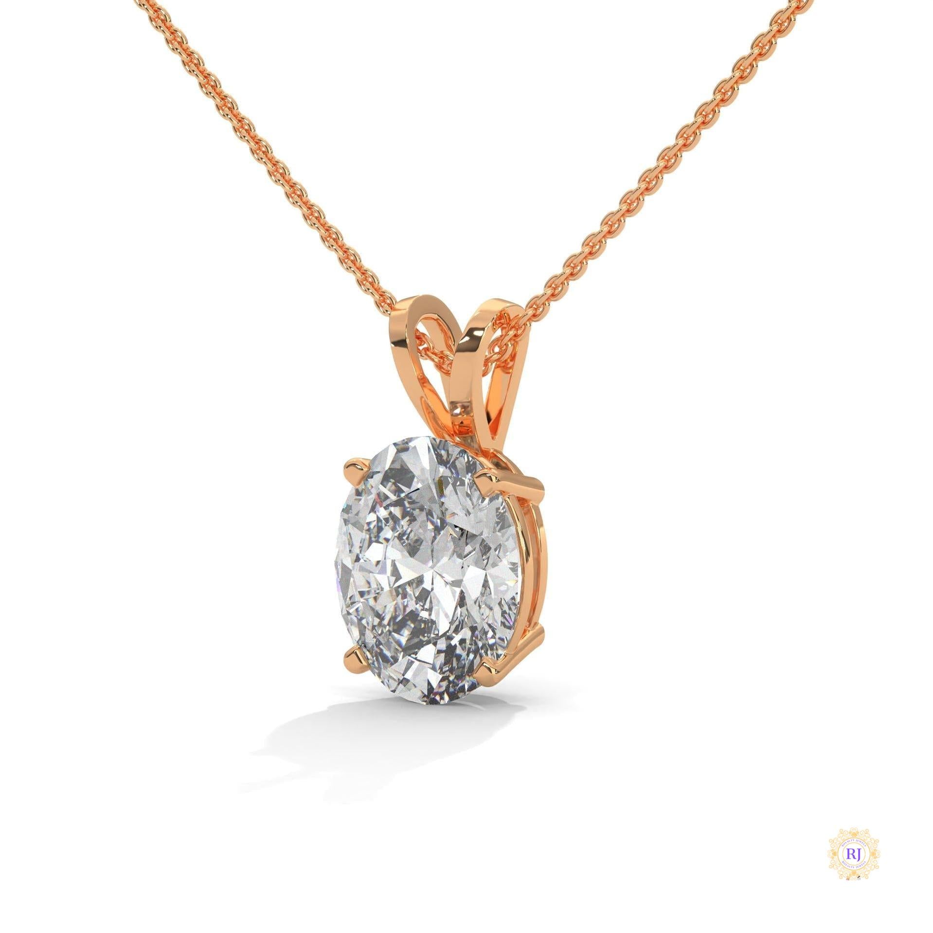 2.90 CT. Oval Lab Diamond Pendant Solitaire