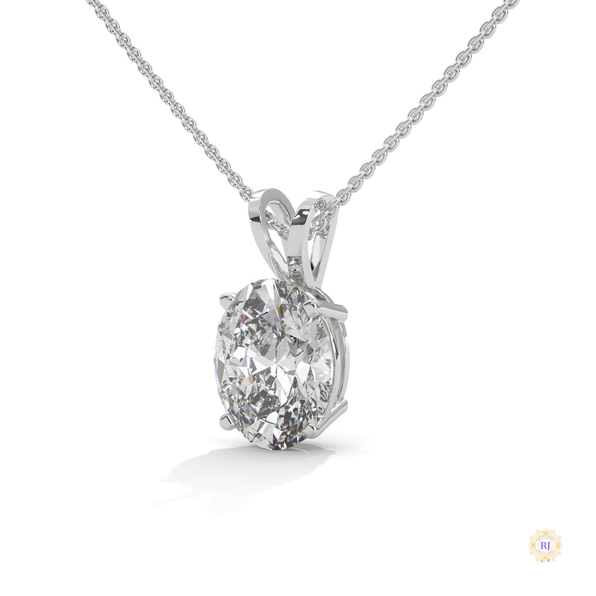 2.90 CT. Oval Lab Diamond Pendant Solitaire