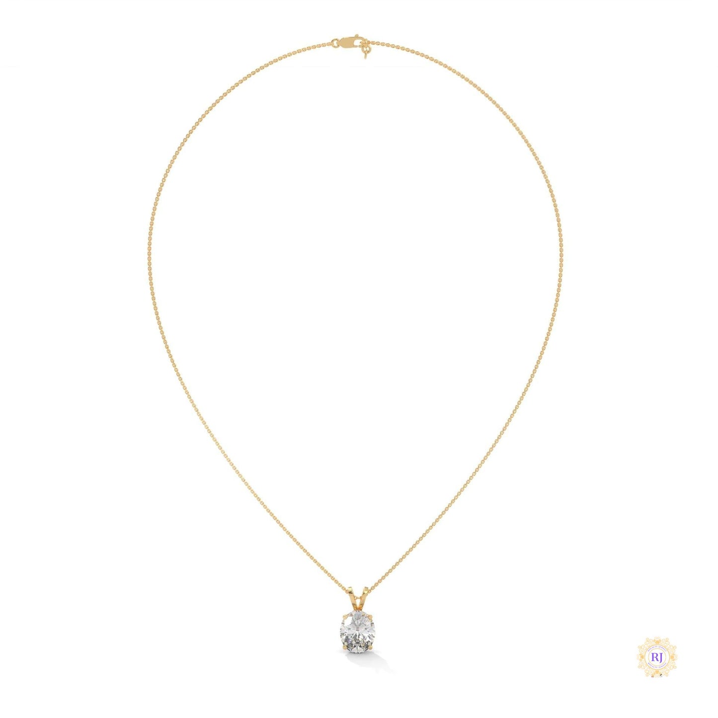 2.90 CT. Oval Lab Diamond Pendant Solitaire