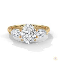 3 Ct. Oval Lab Diamond Ring – Three-Stone Pear Accents