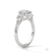 3 Ct. Oval Lab Diamond Ring – Three-Stone Pear Accents