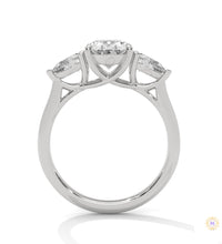 3 Ct. Oval Lab Diamond Ring – Three-Stone Pear Accents