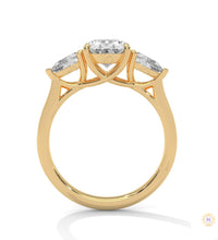3 Ct. Oval Lab Diamond Ring – Three-Stone Pear Accents