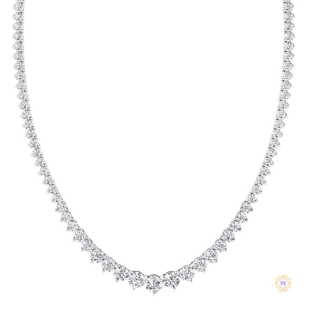 3-Prong graduated tennis necklace in 18 Inch