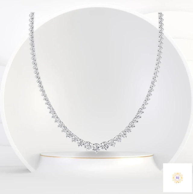 3-Prong graduated tennis necklace in 18 Inch