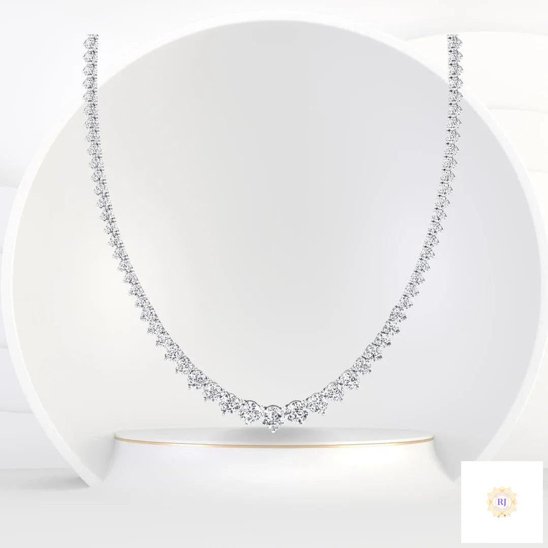 3-Prong graduated tennis necklace in 18 Inch