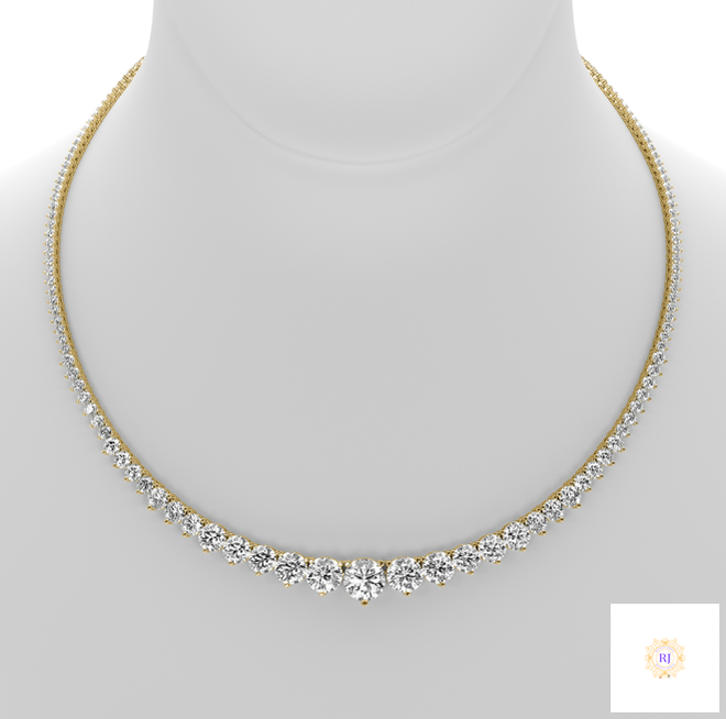 3-Prong graduated tennis necklace in 18 Inch
