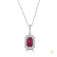 3 ct. Emerald Cut Ruby & Diamond Halo Pendant