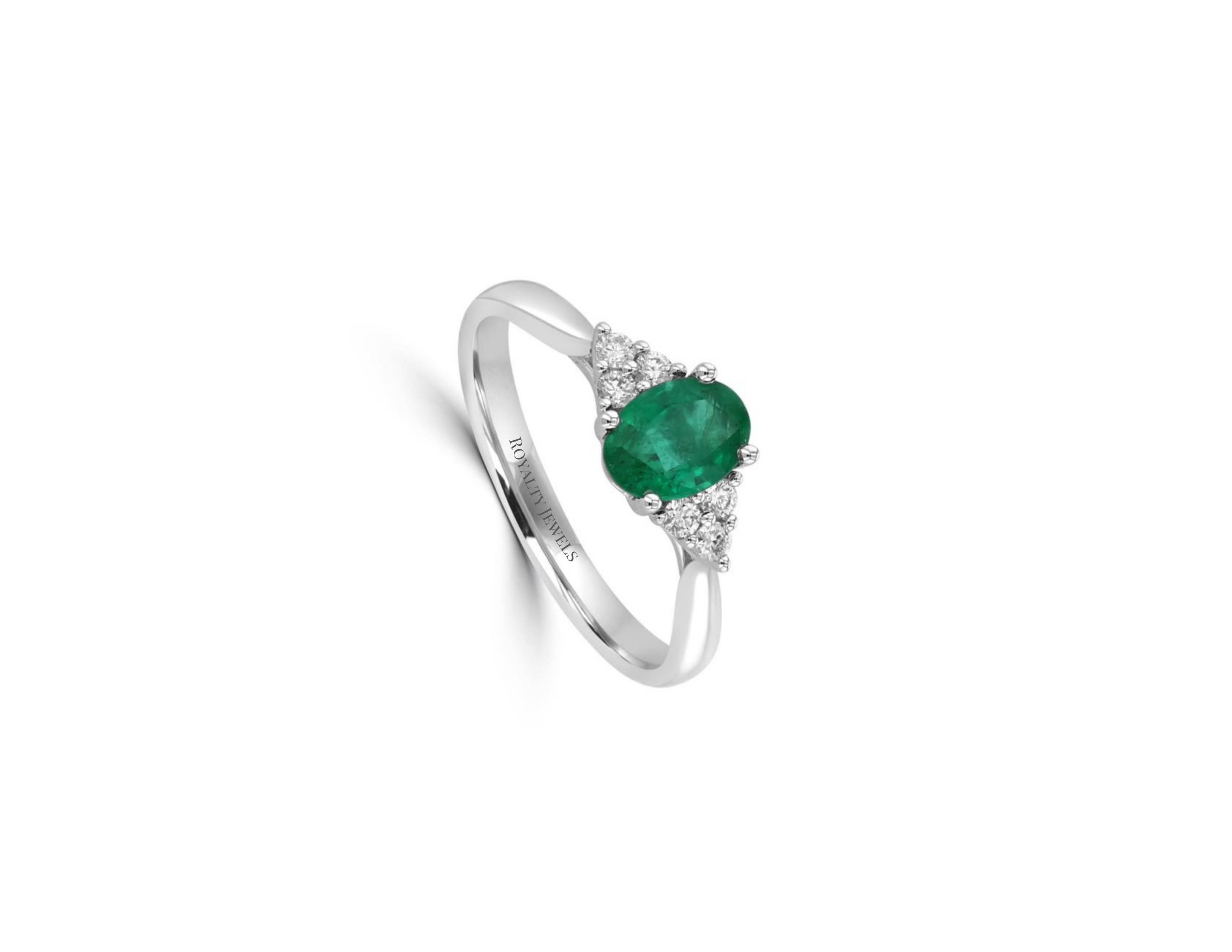 3ct Oval Emerald & Diamond Halo Ring in 14K Gold