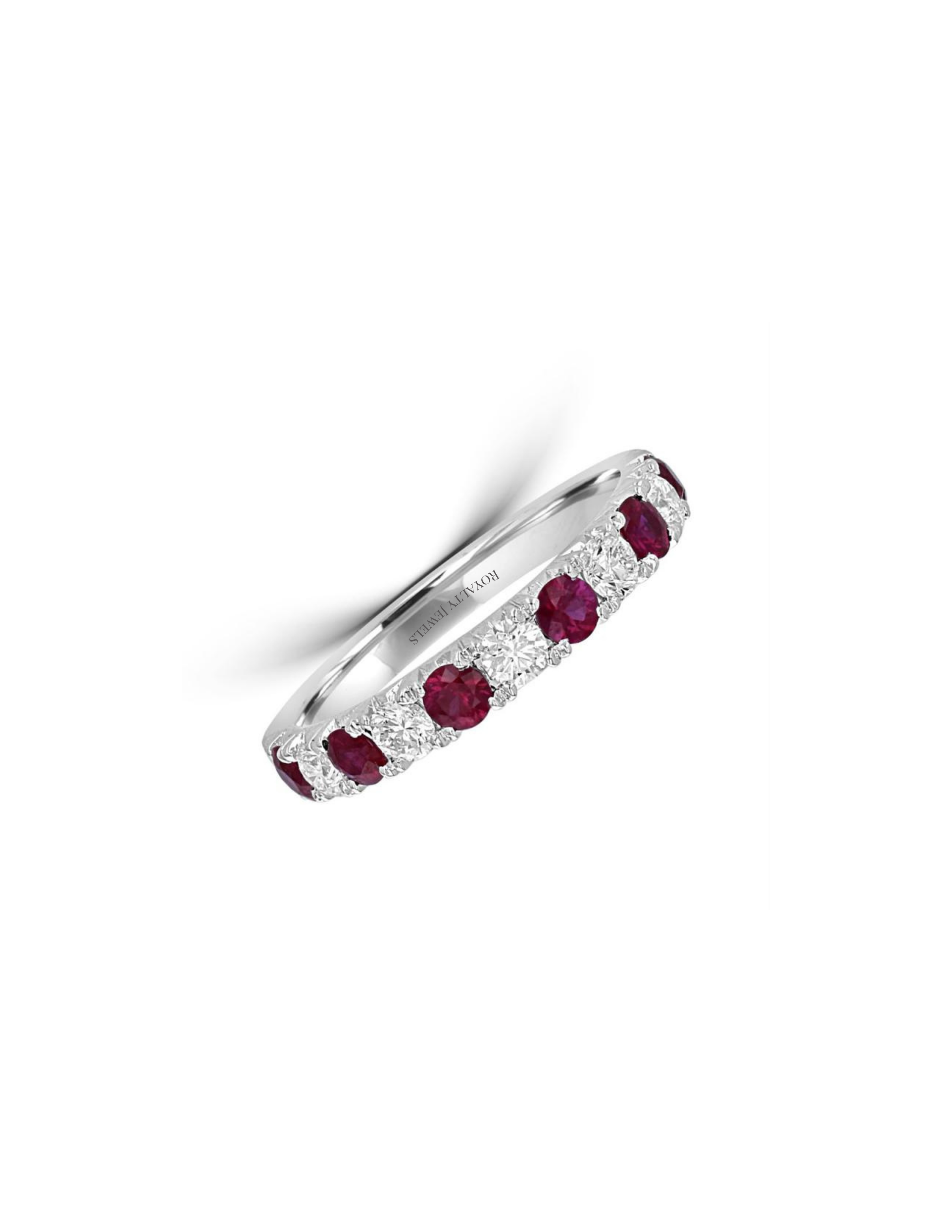 14K Gold 2 ct Ruby & Diamond Alternating Band Ring